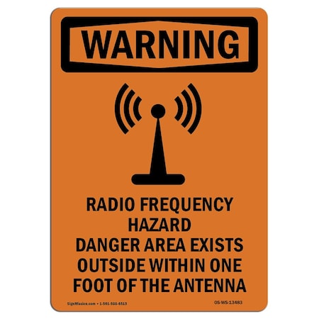 Signmission OSHA Sign, Radio Frequency Hazard, 24in X 18in Decal, 18" W, 24" H, Portrait, OS-WS-D-1824-V-13483 OS-WS-D-1824-V-13483